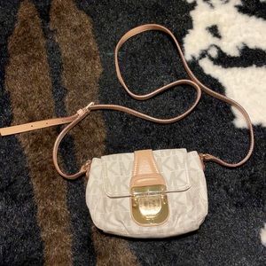 Michael Kors white tan crossbody purse with dust bag